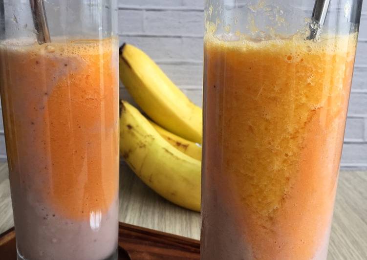 Bagaimana Membuat Carrrot 🥕 - Orange 🍊 - Banana 🍌 Juice! yang Lezat Sekali