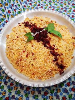 عکسی از دستور زرشک پلو با مرغ ریش ریش 🍗مامان پز 🥰