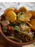 Cazuela de gírgolas, lomo y vegetales