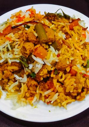 A picture of Mix Veg Soyabeen Biryani.