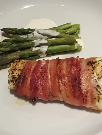 Easy Steps Prepare Recipes Roasted white fish wrapped in smoked bacon with asparagus the Awesome  Make You Drink.