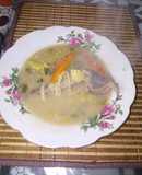 Sopa de morón con presas de carnero