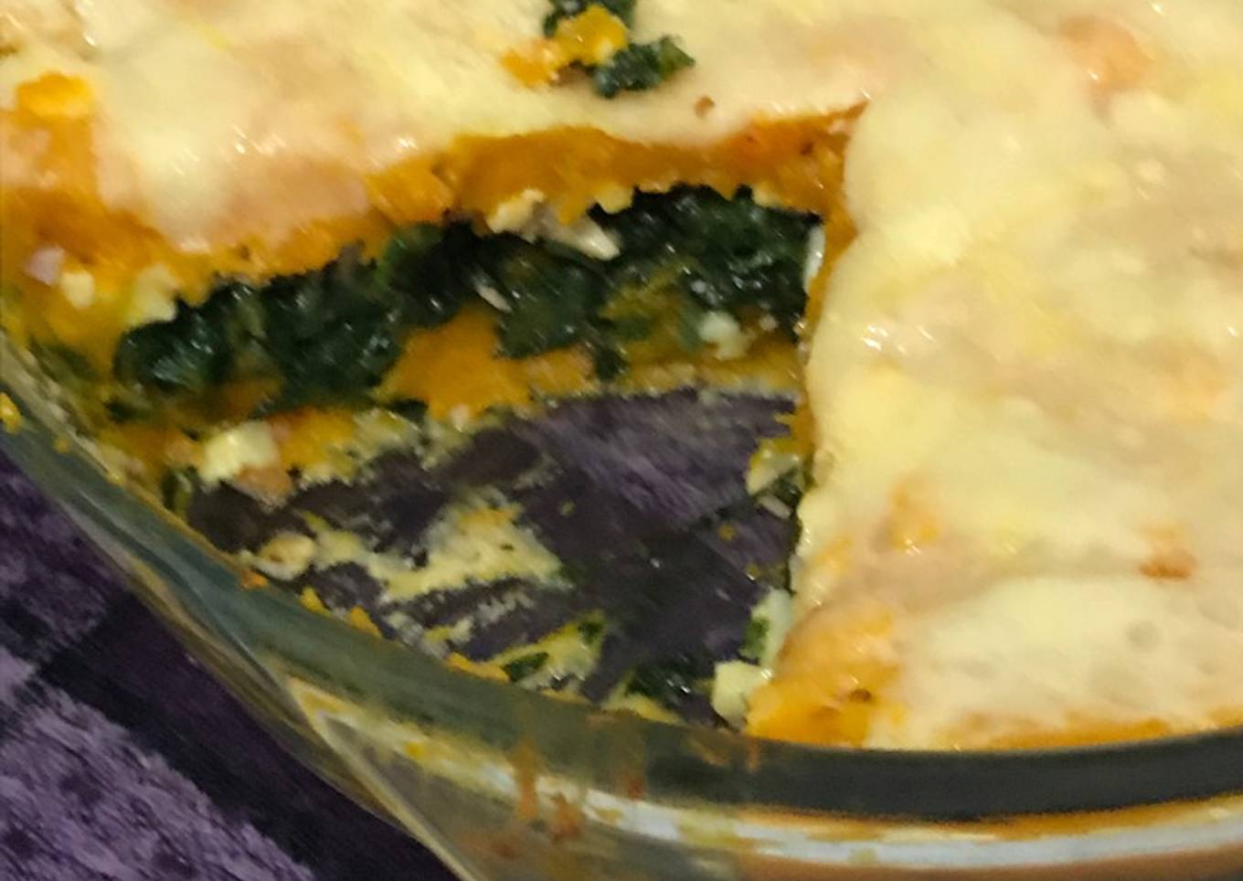 Tarta de pollo, calabaza y espinaca