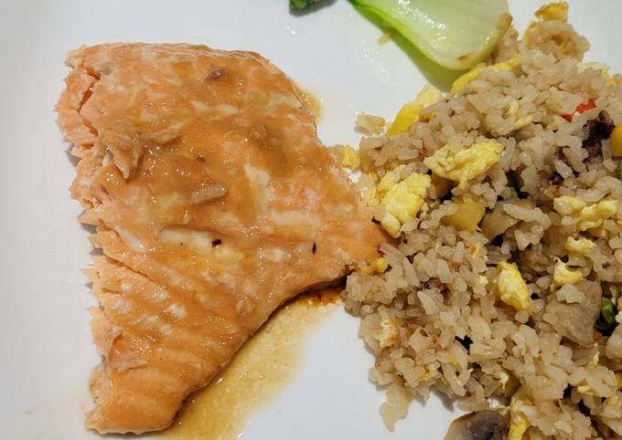 Simple Way to Make Quick Salmon Teriyaki with Pineapple Fried Rice