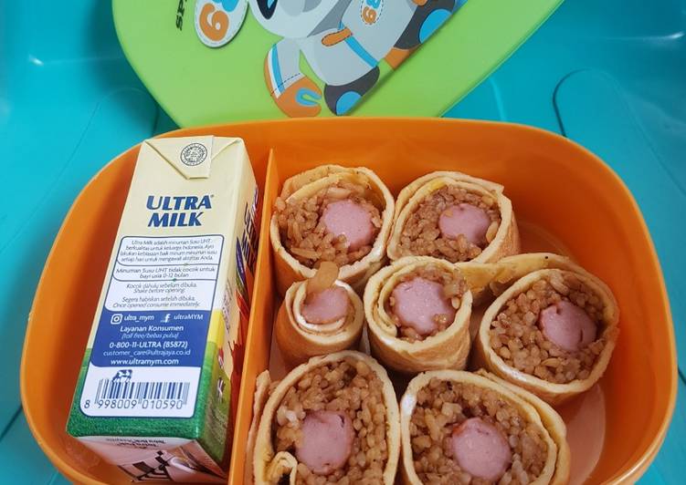 Resep Nasi goreng Gulung isi Sosis yang enak