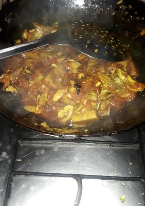 A picture of Kadai fry kathal veg.