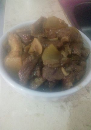 Foto resep Bistik daging campur tahu dan kentang
