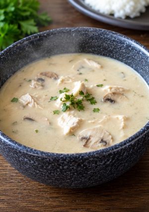 Una foto de Crema de Champiñones con Pollo