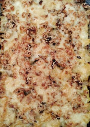 Darálthúsos, Gombás, Rakott krumpli recept fotója