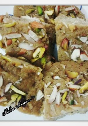 A picture of Besan ki mithae.