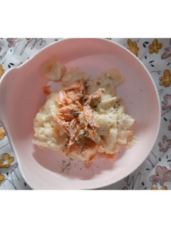 Foto resep Salmon Mac and Cheese (MPASI 12M+)