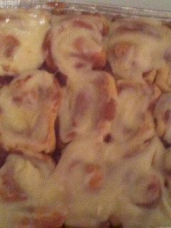 A picture of Raven's Cinnamon Rolls with Cream Cheese Icing.