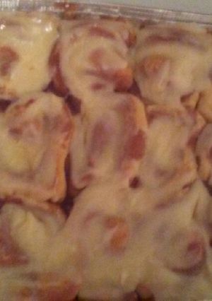 A picture of Raven's Cinnamon Rolls with Cream Cheese Icing.