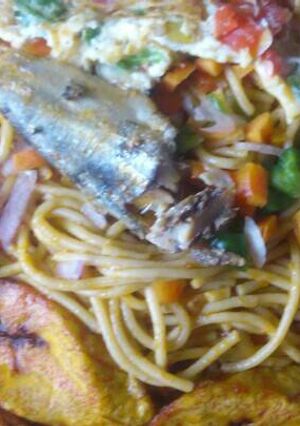 A picture of Garnished spaghetti.
