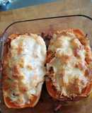 Calabaza rellena de pollo