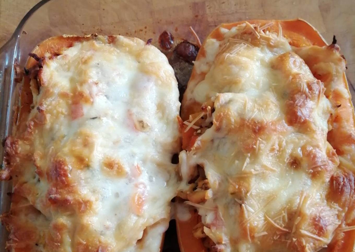 Calabaza rellena de pollo