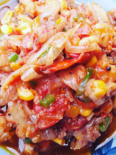 A picture of Shrimps and Minced Meat veggies sauce.