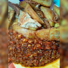 Fried Sweet potatoes with Egg And Sauce 🧆 A picture of Fried Sweet potatoes with Egg And Sauce 🧆.