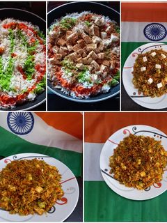 तिरंगा पनीर फ्राइड राइस (Tiranga paneer fried rice recipe in Hindi) रेसिपी मुख्य फोटो
