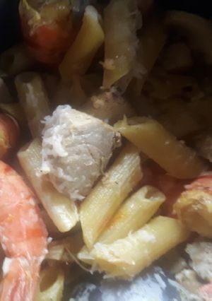 A picture of Tuna prawn and wild mushroom penne.