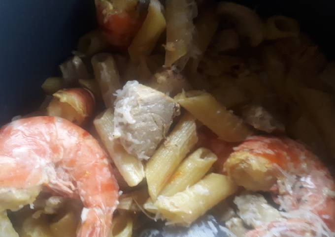 Tuna prawn and wild mushroom penne