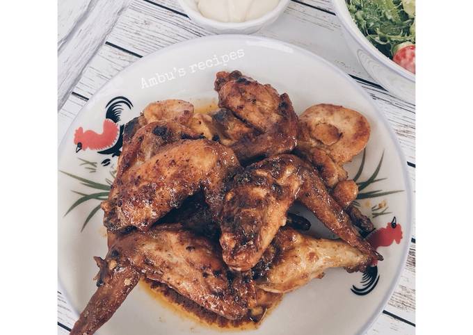 Spicy Garlic Butter chicken wings (sayap ayam bumbu mentega bawang putih)