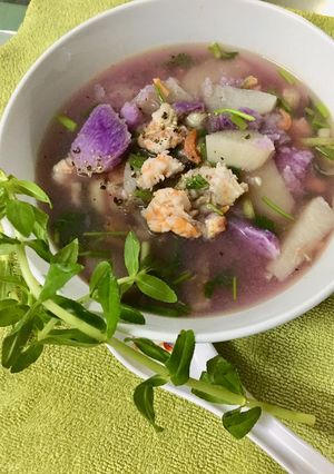 Hình của món Canh khoai từ, khoai mỡ nấu tôm.