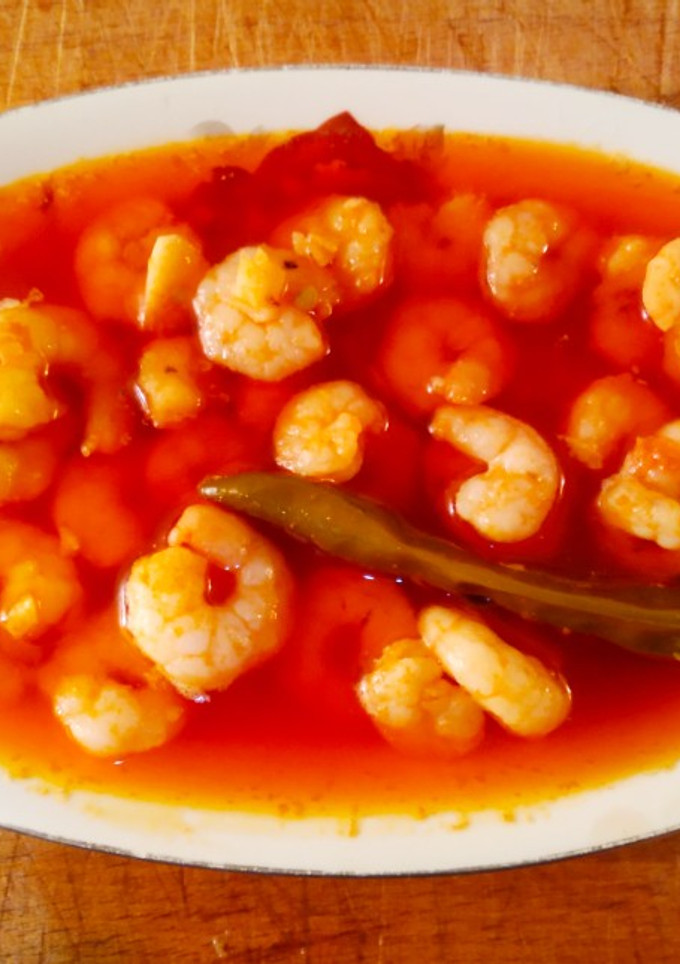 Una foto de Gambas al ajillo en microondas