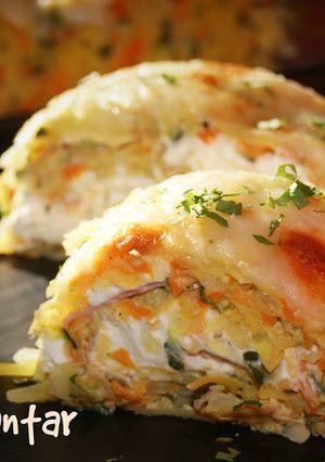 Una foto de Brazo de verduras relleno