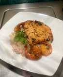 "Salmón a la mexicana con vinagreta de cilantro"
