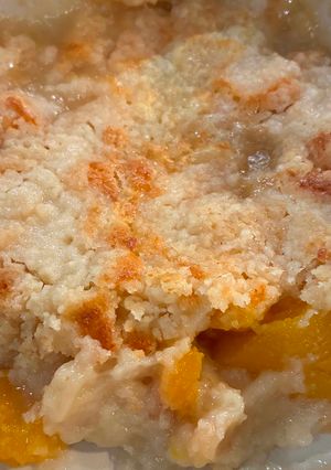 A picture of Peach Dump Cake.