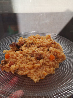 Una foto de Arroz meloso de costilla y calabaza
