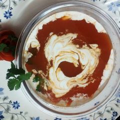A picture of Creamy tomato soup.