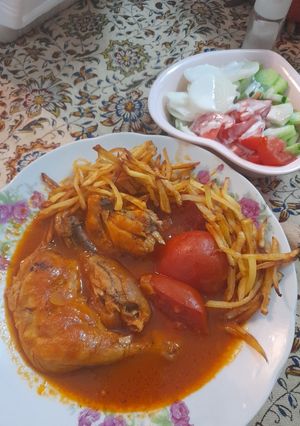 عکسی از دستور چلو مرغ آبدار و ترد😋👌😍