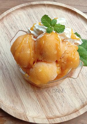 รูปของ ซอร์เบทมะม่วง โฮมเมดบ้านๆ (Mango sorbet)