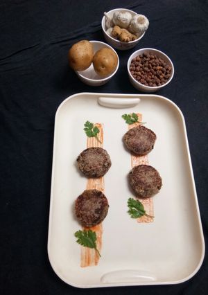 A picture of Meat Masala Flavoured Black Gram Grilled Kebab.