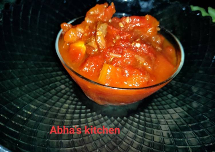 Recipe of Favorite Tangy, sweet and sour Tomato chutney.