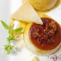 Una foto de Flan de queso curado
