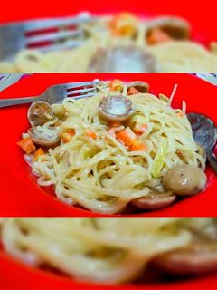 Foto resep Spaghetti carbonara sosis wortel