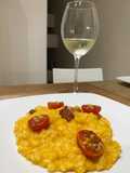 Risotto con Zucca, Bacon e Pomodorini Caramellati