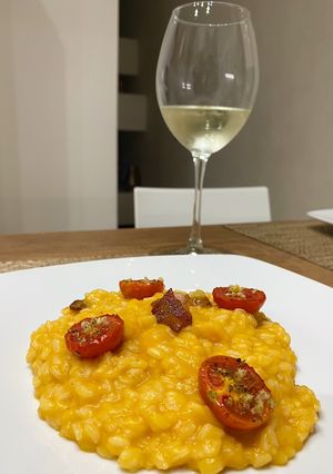 Foto di Risotto con Zucca, Bacon e Pomodorini Caramellati