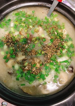A picture of Oyster and Shiitake Mushroom Rice Porridge.