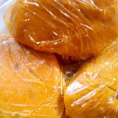 A picture of Palm oil moi moi.