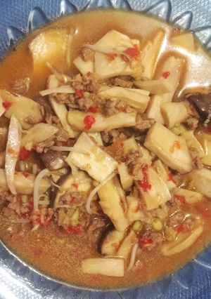 Foto resep Jamur King Oyster Tumis Daging Pedas