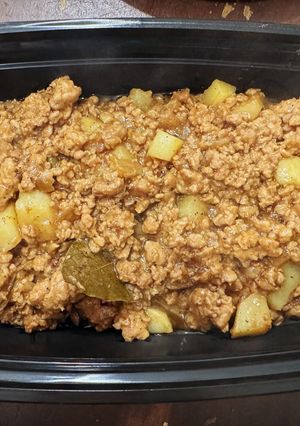 A picture of Adobo Pork Giniling with Potatoes.