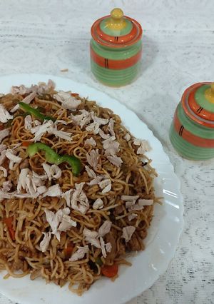 A picture of Chicken noodles / tasty chatpata noodles.