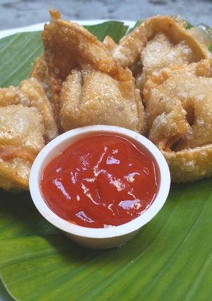 Foto resep Pangsit goreng ayam plus sayur