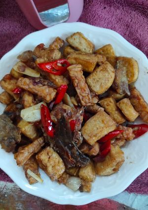 Foto resep (644) Oseng Tahu Tempe Ikan Asin