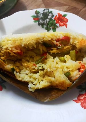 Foto resep Nasi Bakar ayam suwir + udang