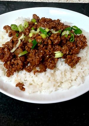 A picture of Chinese Minced Beef and Rice.🥰#Mainmeal.